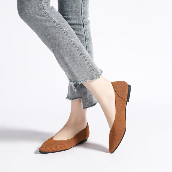 Women Pointed Toe Ballet Pink Red Flat Comfortable Casual Dressy Office Shoes - Picture 7 of 7